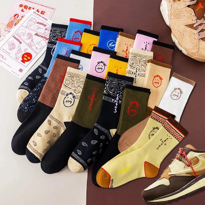 Travis Scott Cactus Jack Bandana Graphic Cotton Socks Multicolor