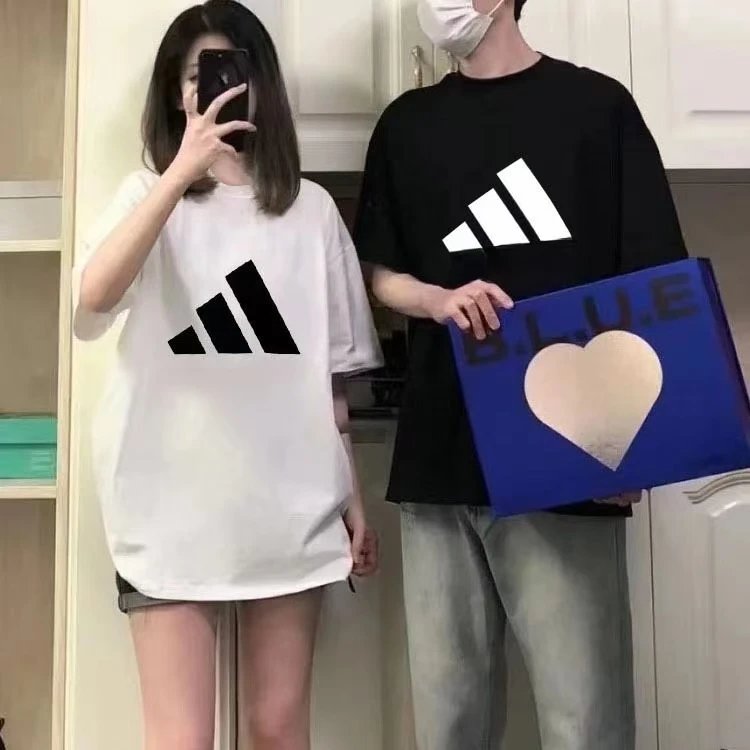 Adidas Graphic Print Oversized Tee White and Black