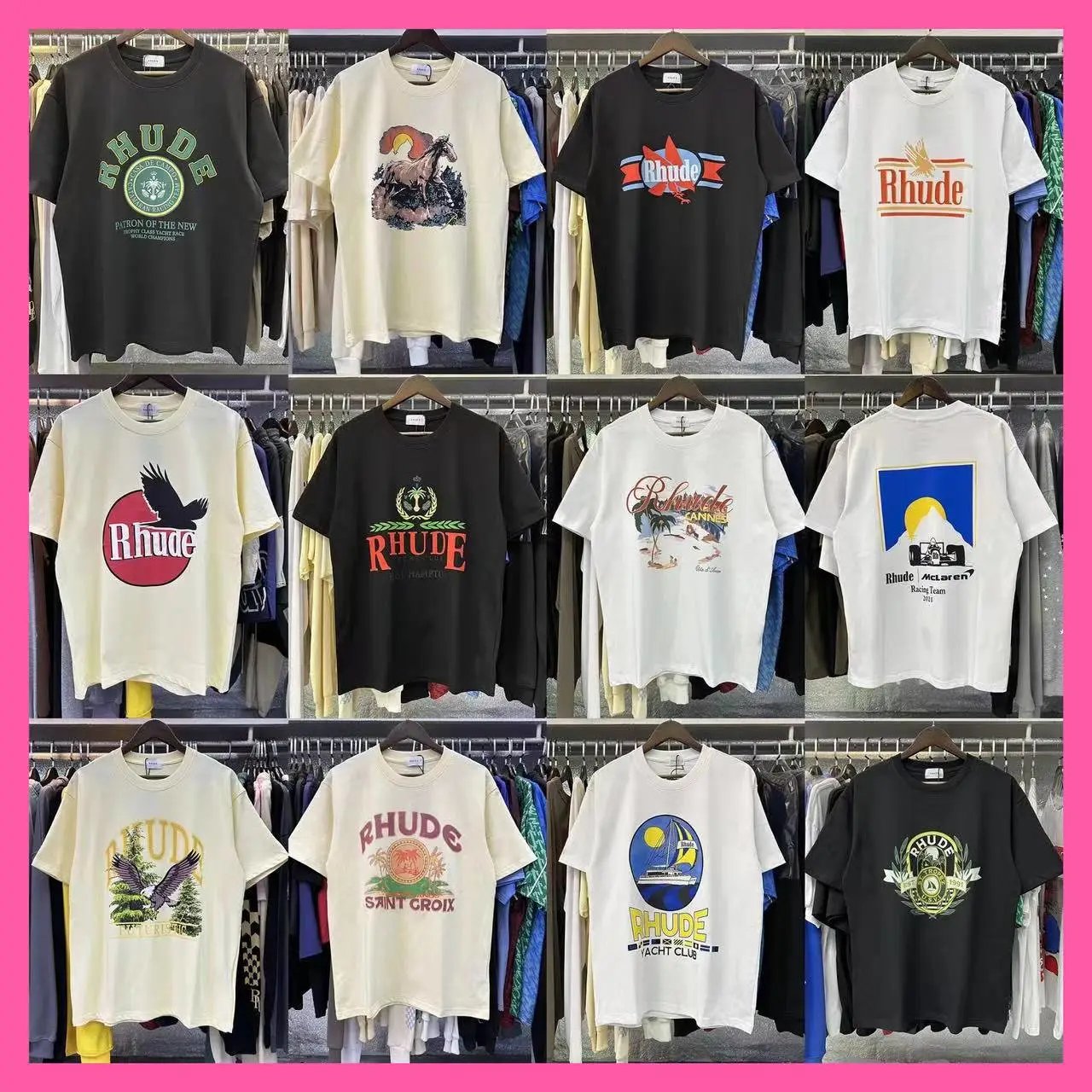 Rhude Graphic Print Cotton T-Shirt Multicolor