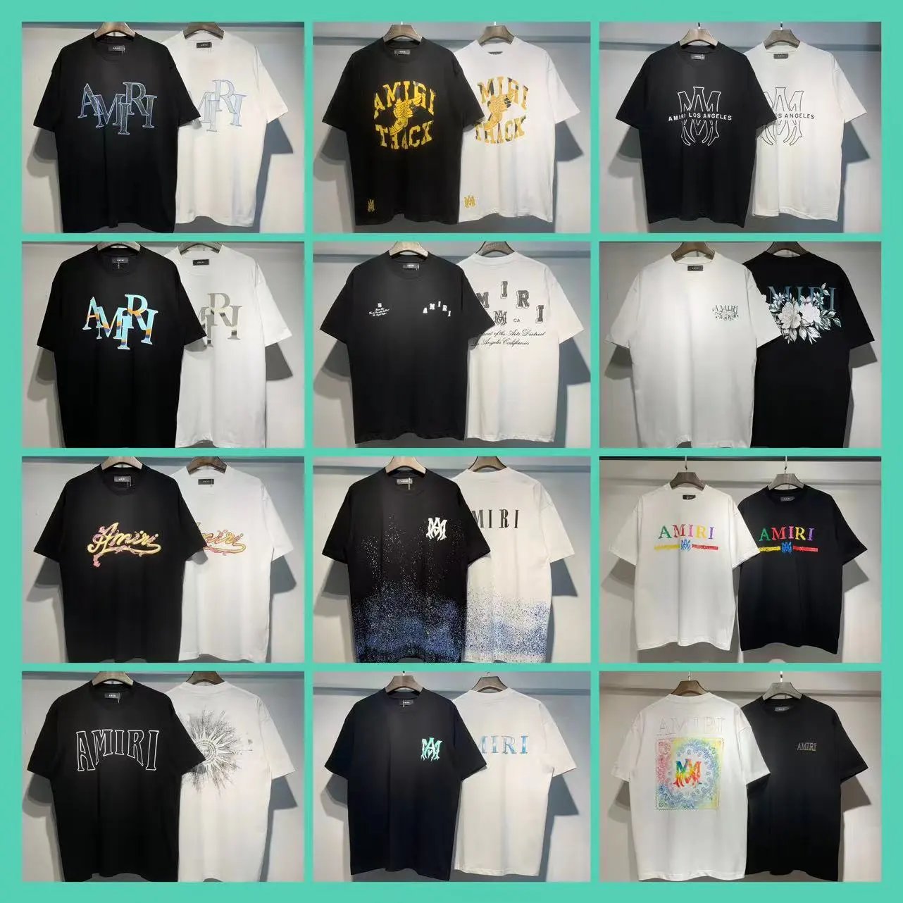 Amiri Graphic Print Cotton T-Shirt Black and White