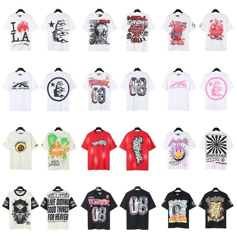 Hellstar Graphic Print Oversized Tee White and Black