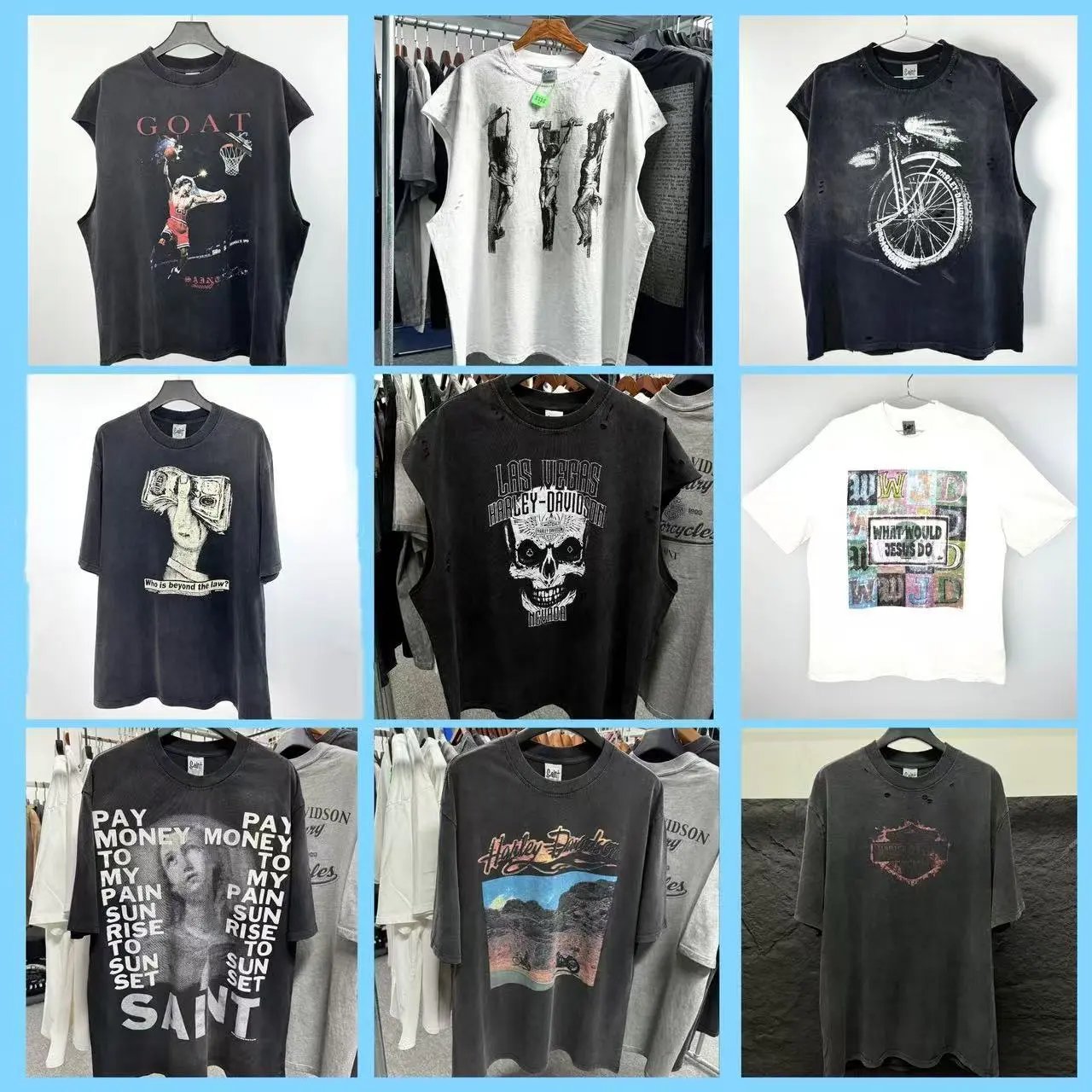 Saint Michael Saint Graphic Print Vintage T-Shirt Black and White