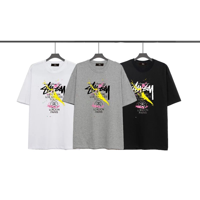 Stussy World Tour Paint Splatter Graphic Tee Multicolor