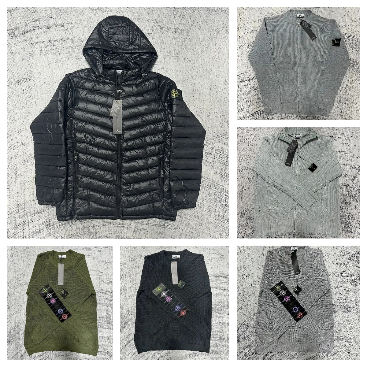 Stone Island Puffer Jacket and Knitwear Casual Collection Black Gray Green