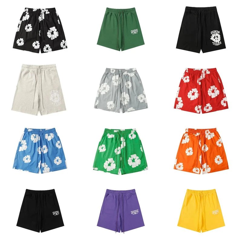 Denim Tears Cotton Wreath Graphic Streetwear Shorts Multicolor