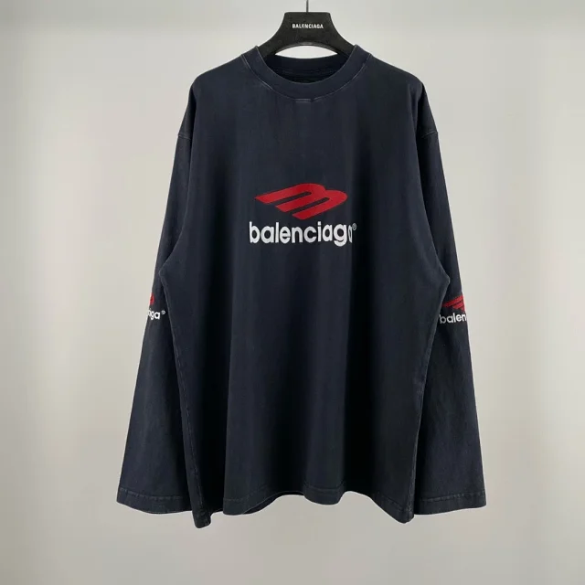 Balenciaga Speed Hunters Graphic Streetwear Long Sleeve Shirt Black