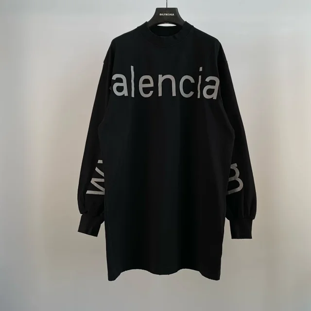 Balenciaga Oversized Graphic Long Sleeve T-Shirt Black