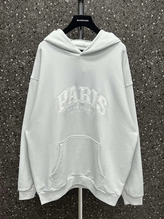 Balenciaga Paris Varsity Oversized Hoodie White