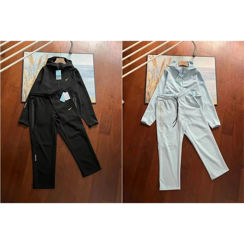 Nike Tech Fleece Athletic Tracksuit Set Black and Light Blue