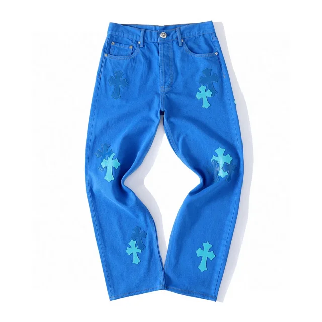 Chrome Hearts Cross Patch Denim Jeans Blue