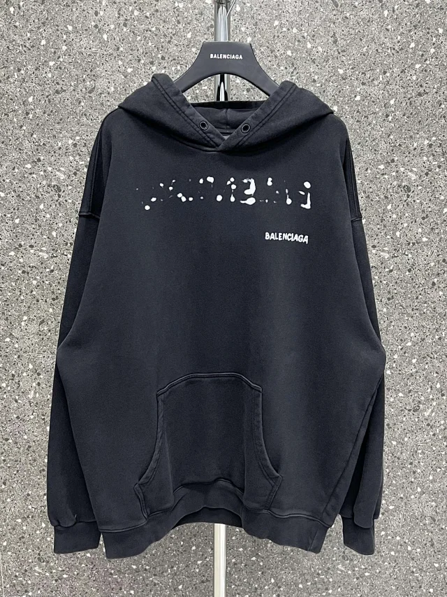 Balenciaga Paint Splatter Oversized Hoodie Black