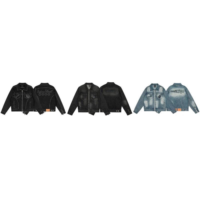 Design Denim Jacket Vintage Streetwear Jacket Multicolor