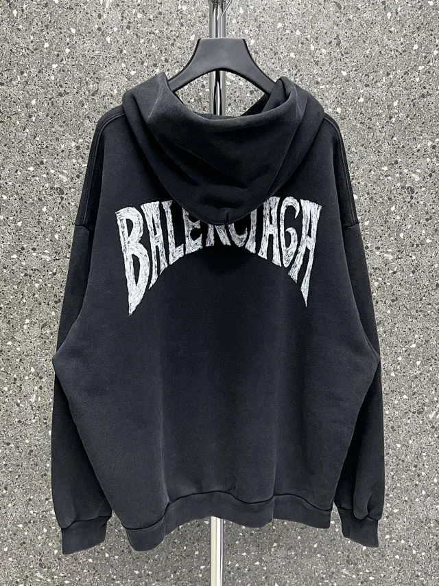 Balenciaga Crayon Sketch Oversized Hoodie Black