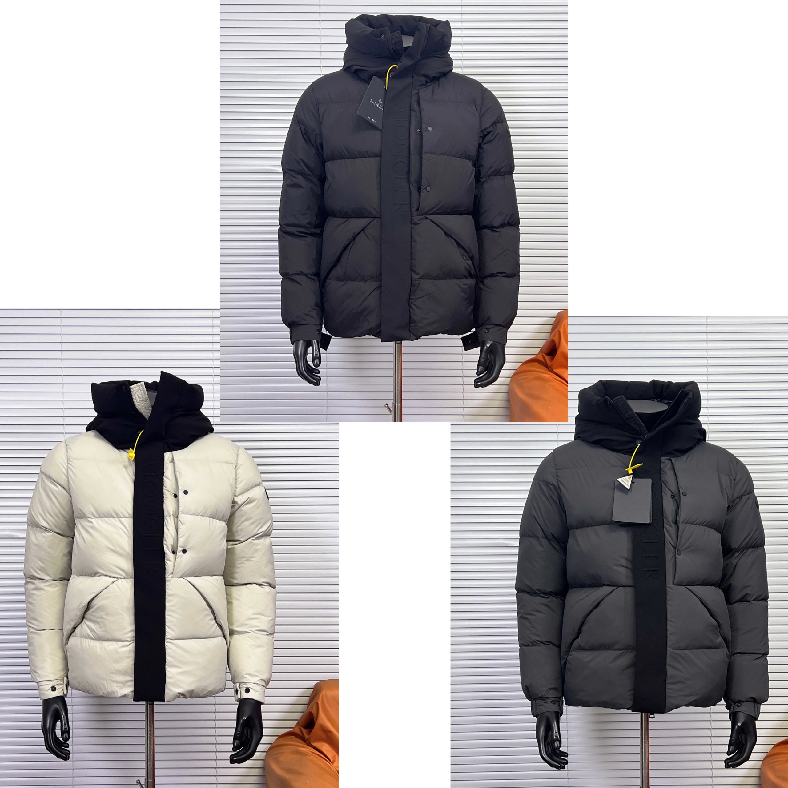 Moncler Montcla Puffer Down Jacket Black White and Gray