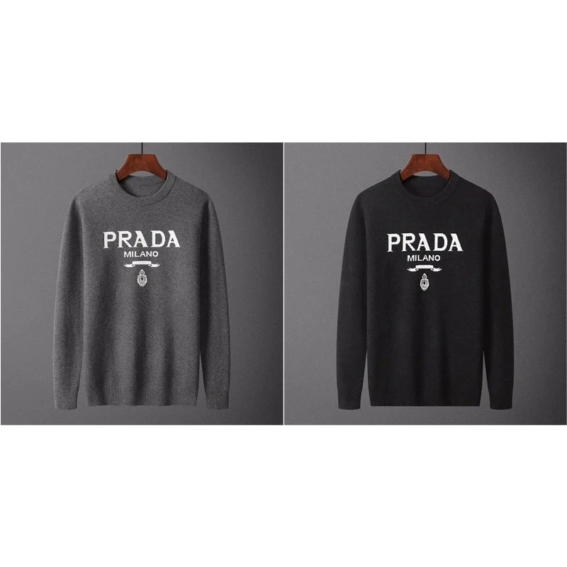 Prada Milano Graphic Knit Sweater Gray and Black