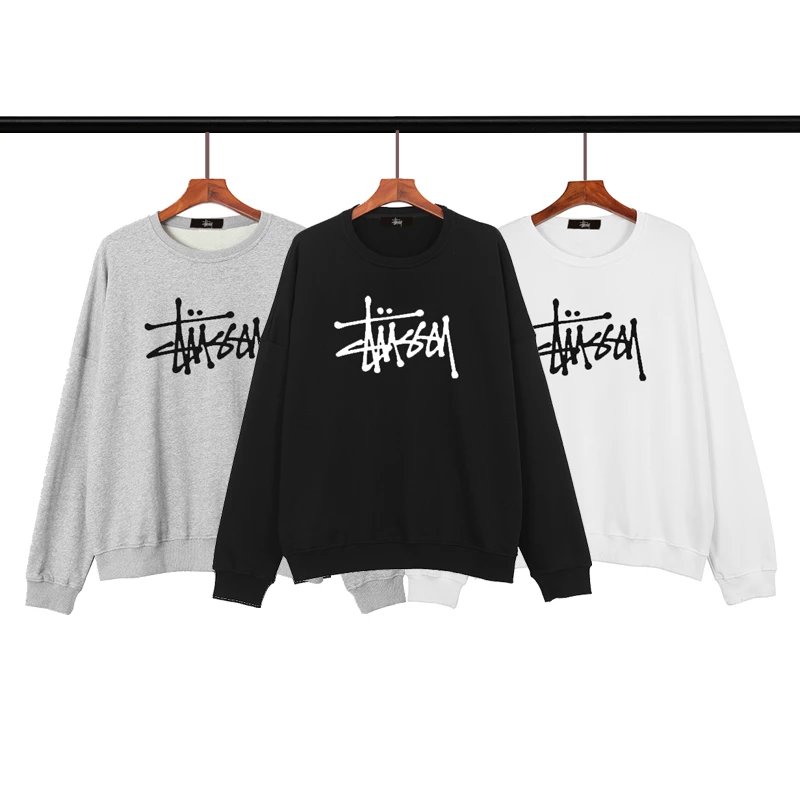 Stussy Stock Script Graphic Streetwear Crewneck Sweatshirt Multicolor