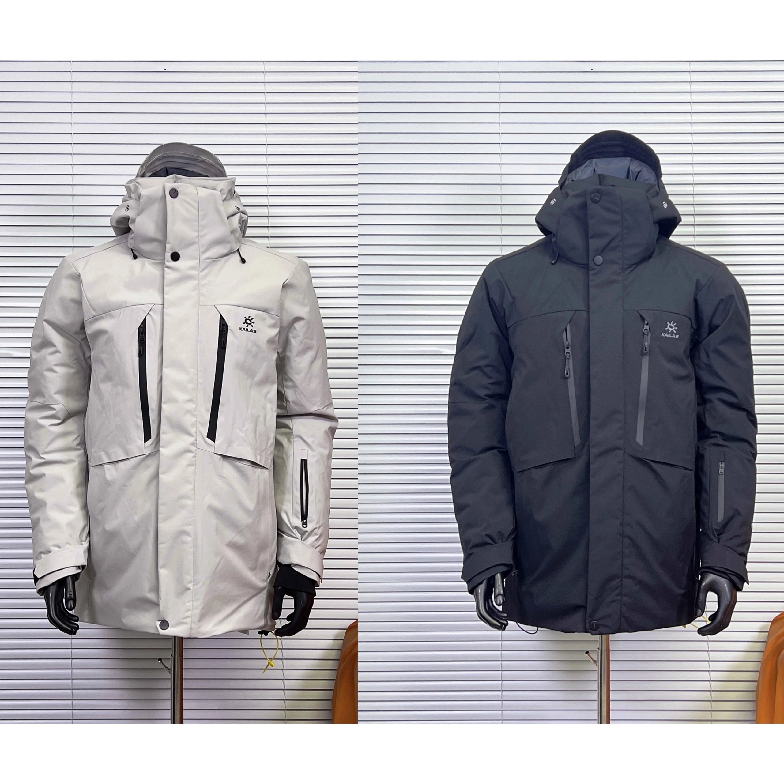 Kailas Mountaineering Puffer Jacket Waterproof Outdoor Winter Jacket White and Black