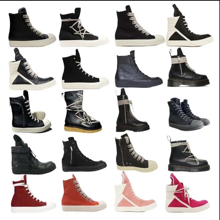 Rick Owens Geobasket and Ramones High Top Sneakers Multicolor