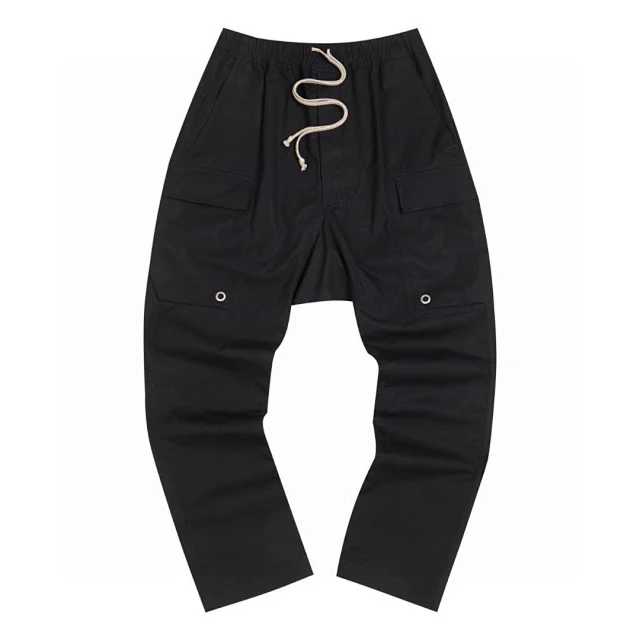 Rick Owens Cargo Drawstring Pants Casual Cargo Pants Black