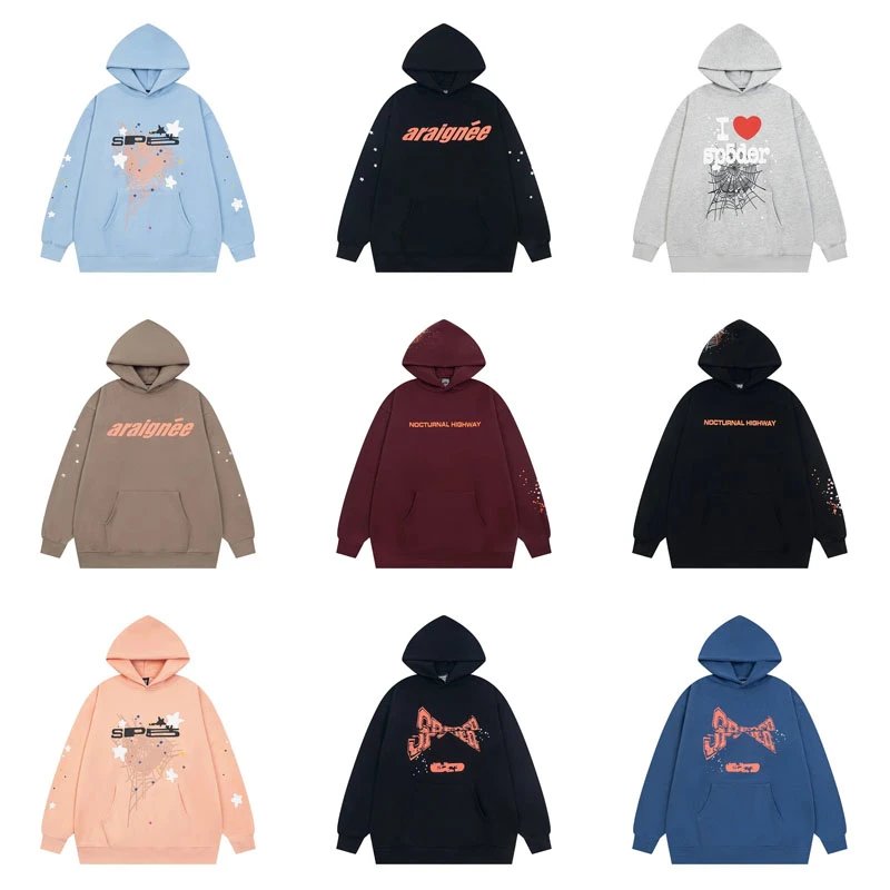 Sp5der Graphic Print Streetwear Hoodie Multicolor