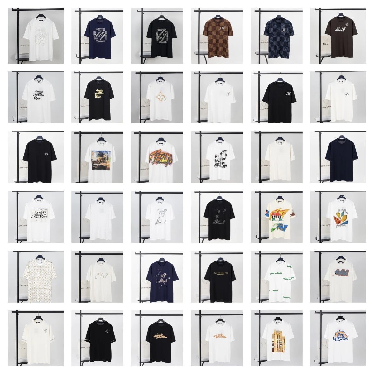Louis Vuitton LV Graphic Cotton T-Shirt Collection Casual T-Shirt Multicolor