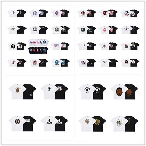 A Bathing Ape BAPE Graphic Print Graphic Tee White and Black