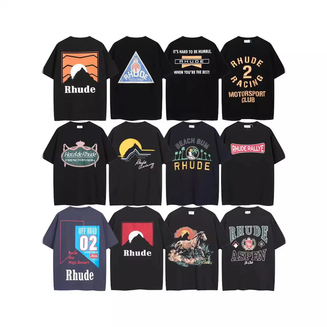 Rhude Graphic Print Oversized Tee Black