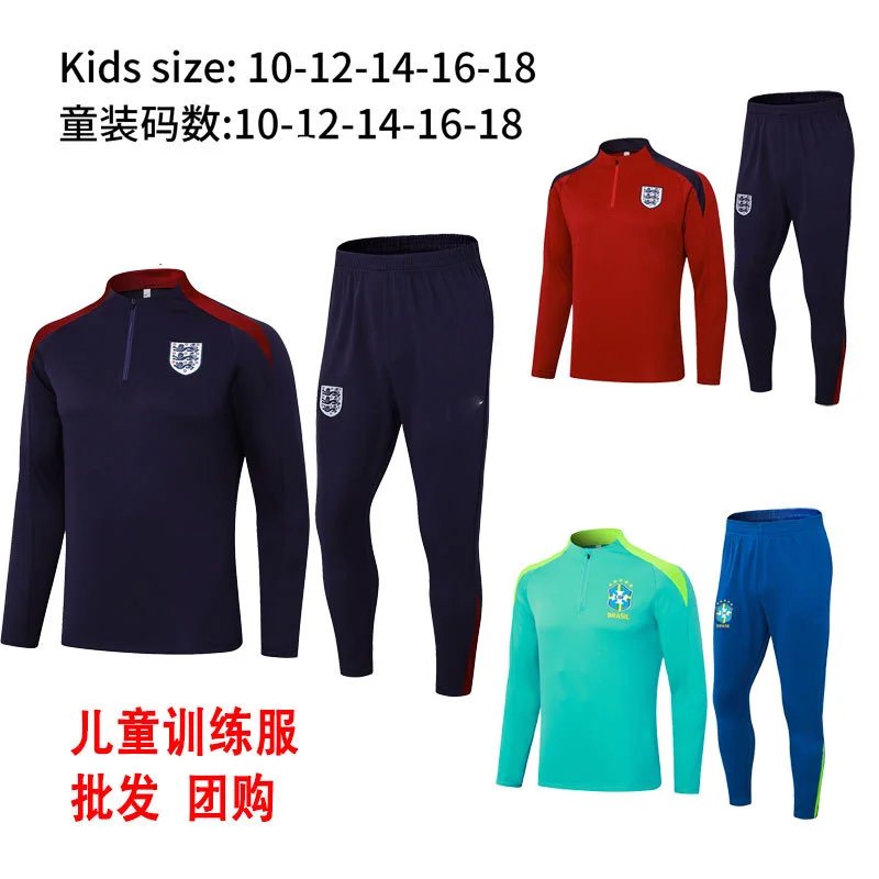 Design Football Training Tracksuit Set Kids Soccer Jersey and Pants Multicolor