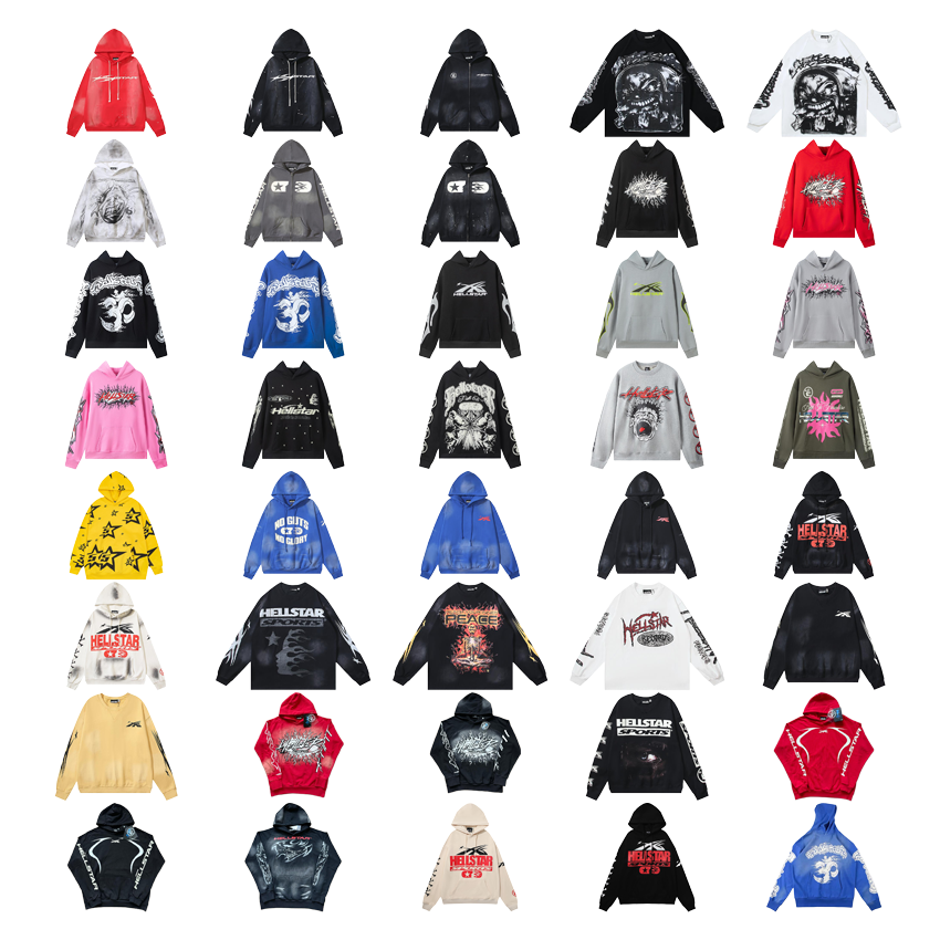 Hellstar Graphic Print Streetwear Hoodie and Sweatshirt Multicolor