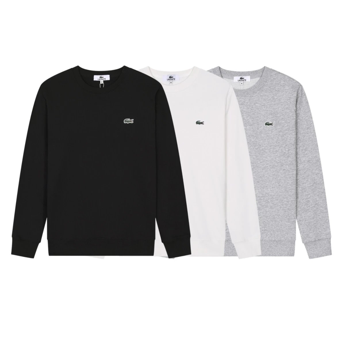 Lacoste Classic Crewneck Cotton Sweatshirt Black White and Gray