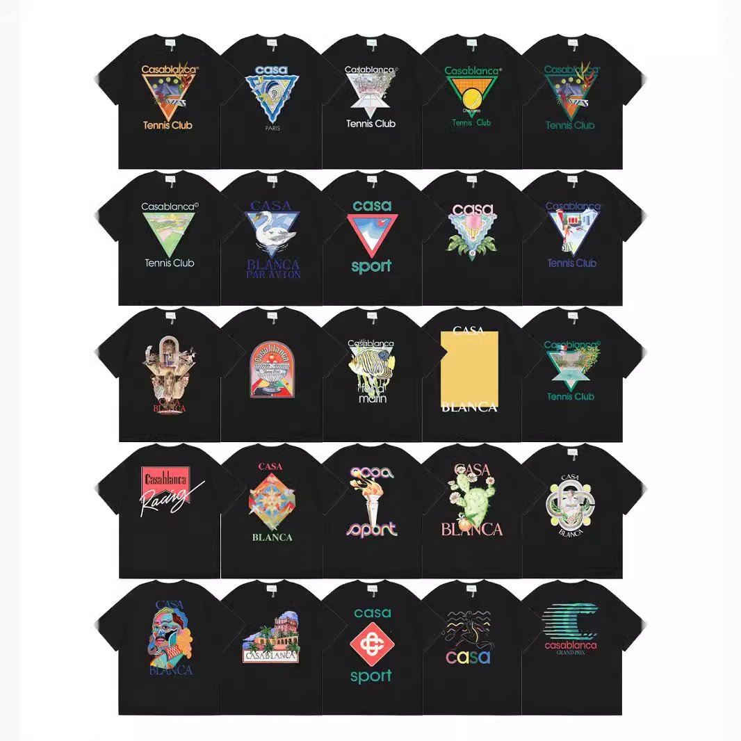 Casablanca Graphic Print Cotton T-Shirt Black