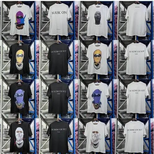 Ih Nom Uh Nit Mask Graphic Cotton T-Shirt Black and White