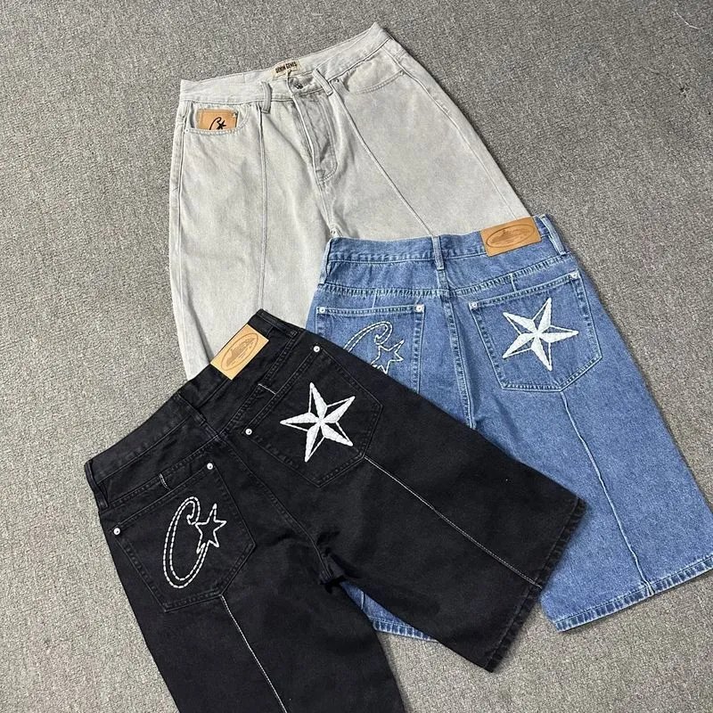 Corteiz CRTZ Star Denim Streetwear Jeans and Shorts Multicolor