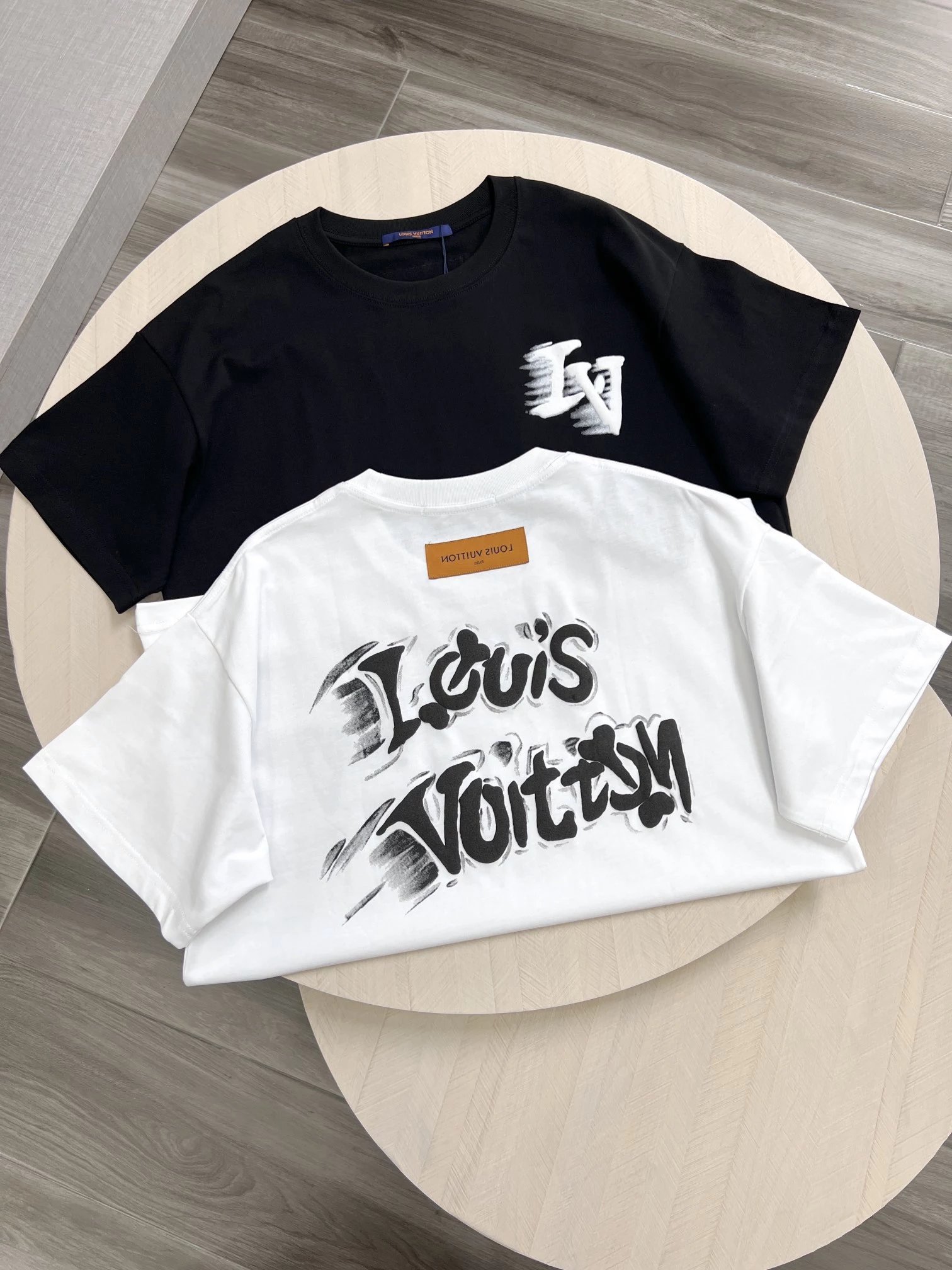 Louis Vuitton LV Graffiti Print Oversized T-Shirt Black and White