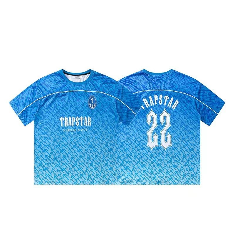 Trapstar Football Jersey Graphic Streetwear T-Shirt Blue