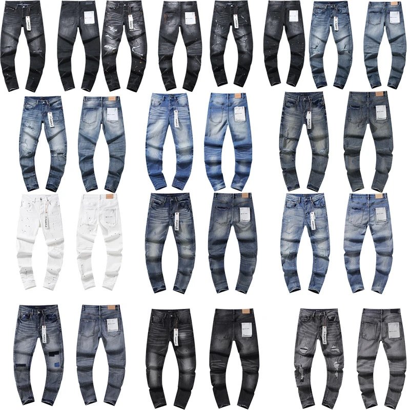 Purple Brand Distressed Denim Jeans Slim Fit Pants Multicolor