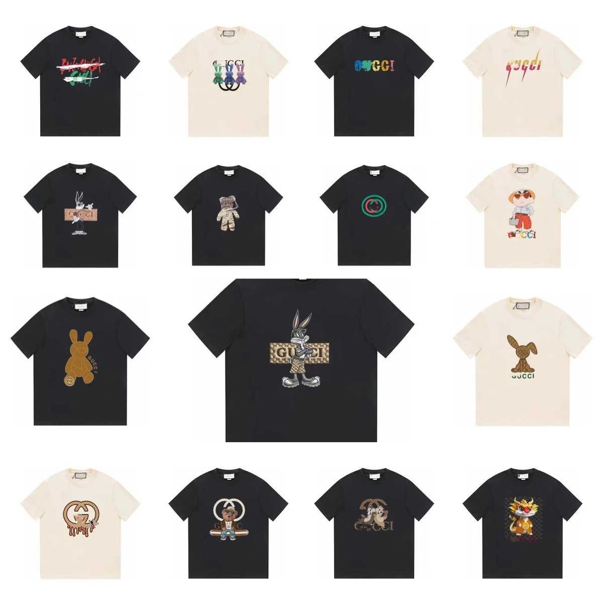 Gucci Graphic Print Oversized Tee Black and White