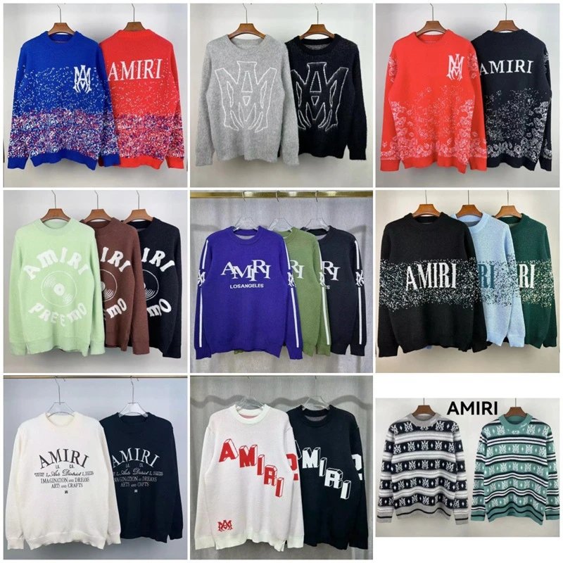 Amiri Graphic Knit Sweater Crewneck Pullover Multicolor
