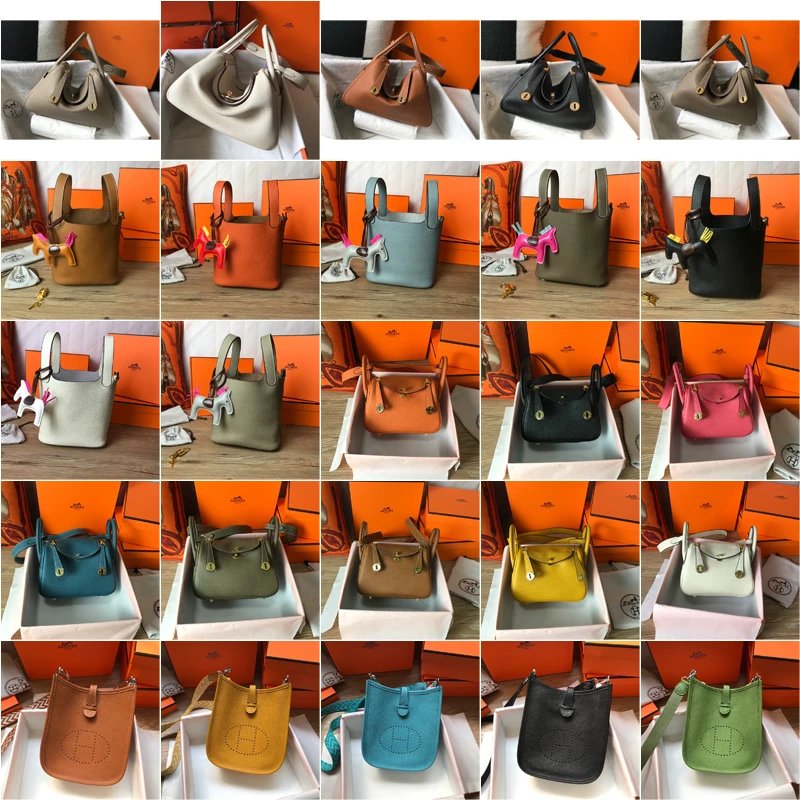 Hermes Lindy Picotin and Evelyne Leather Handbag Collection Multicolor
