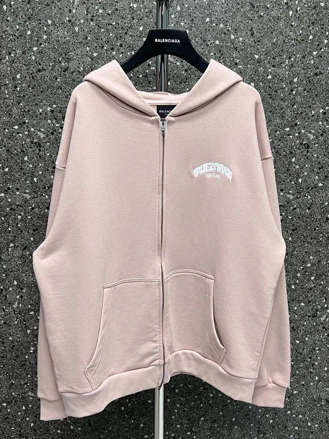 Balenciaga Zip-Up Oversized Hoodie Pink