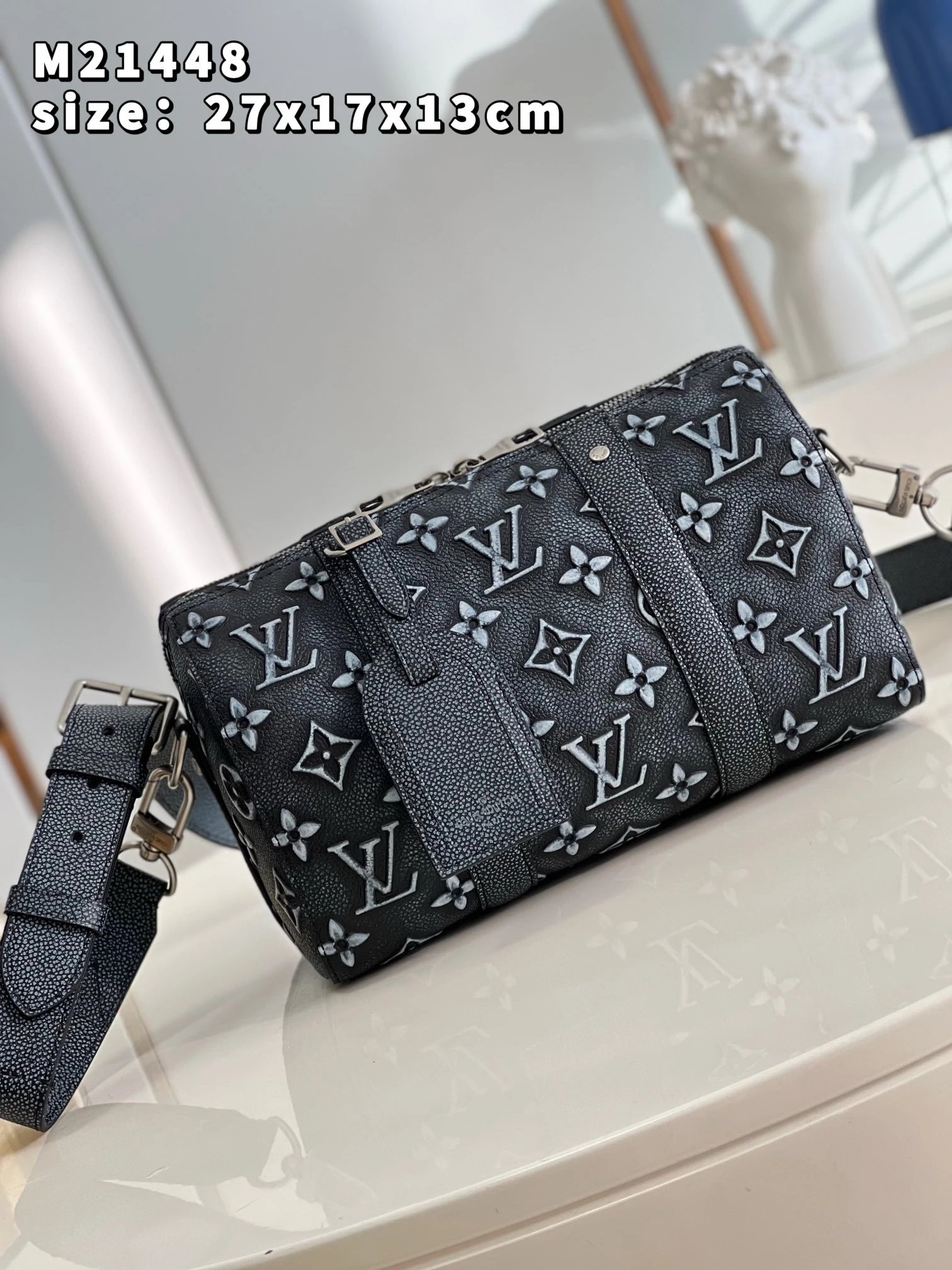 Louis Vuitton LV Keepall XS M21448 Monogram Leather Crossbody Bag Black