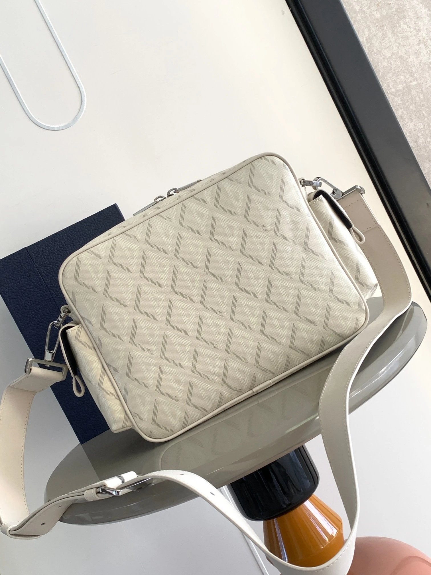 Goyard Belvedere Geometric Pattern Crossbody Bag White