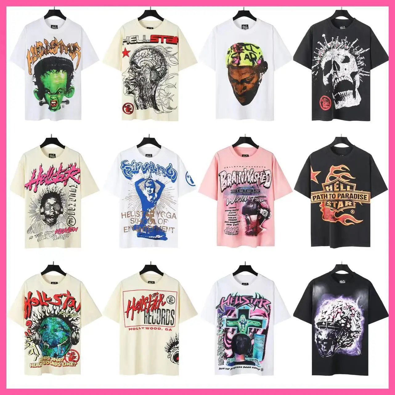 Hellstar Graphic Print Oversized Tee Multicolor