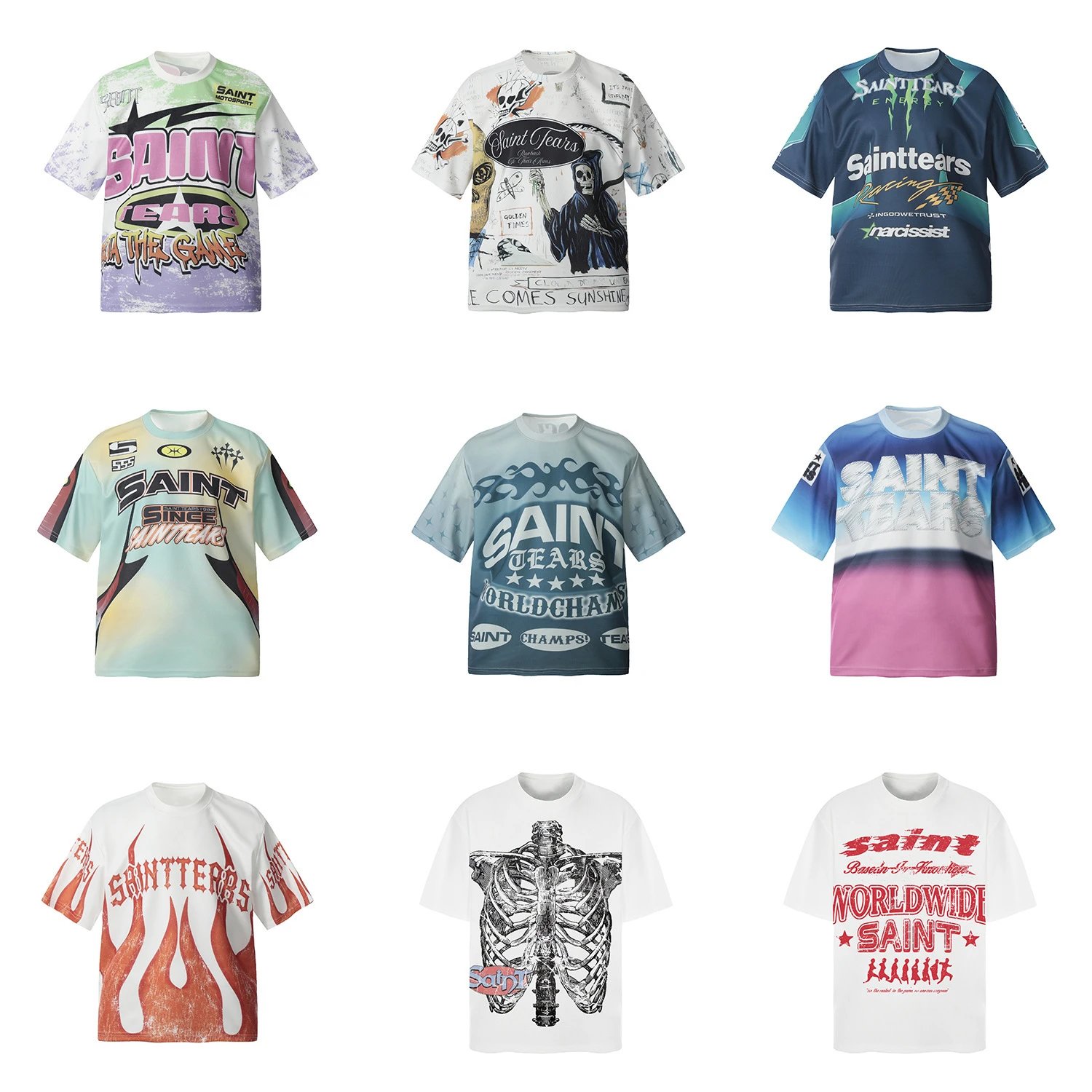 Saint Michael Saint Tears Graphic Print Oversized Tee Multicolor