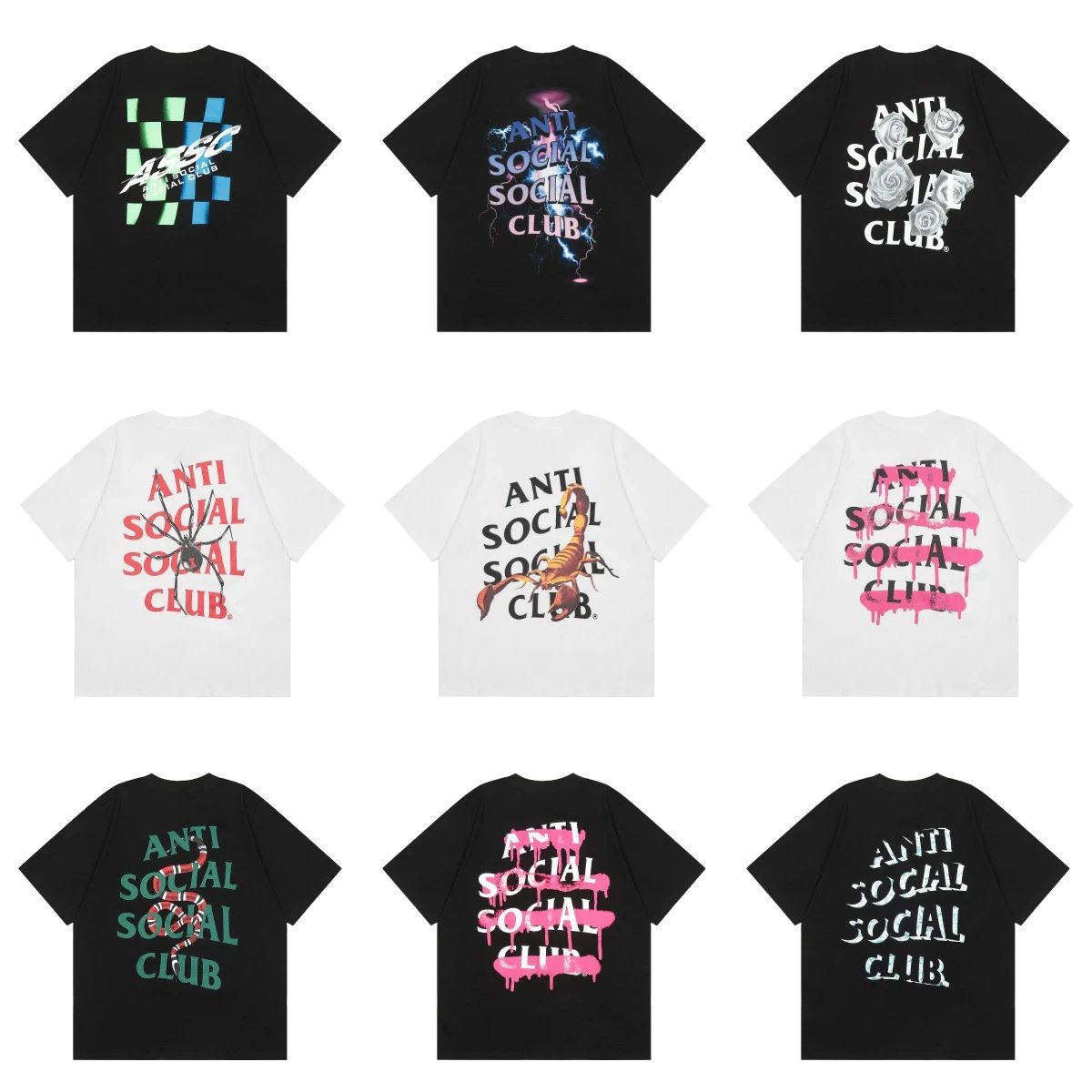 Anti Social Social Club ASSC Graphic Print Streetwear T-Shirt Multicolor