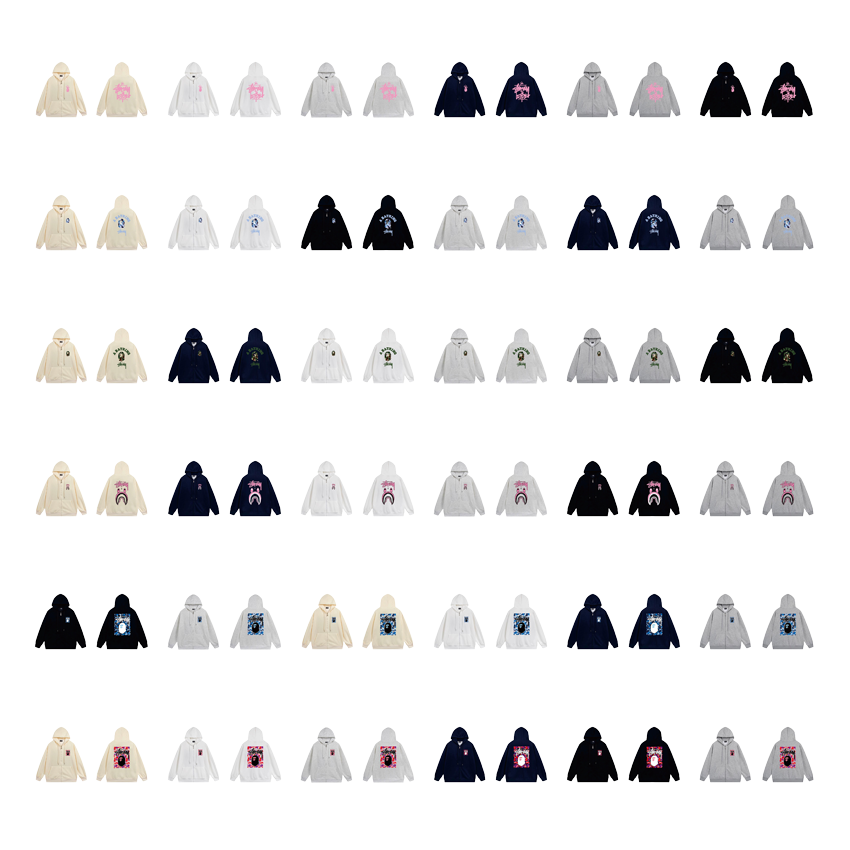 A Bathing Ape BAPE Stussy Collaboration Graphic Streetwear Zip-Up Hoodie Multicolor