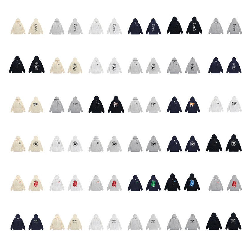 Stussy Graphic Zip-Up Hoodie Streetwear Sweatshirt Multicolor