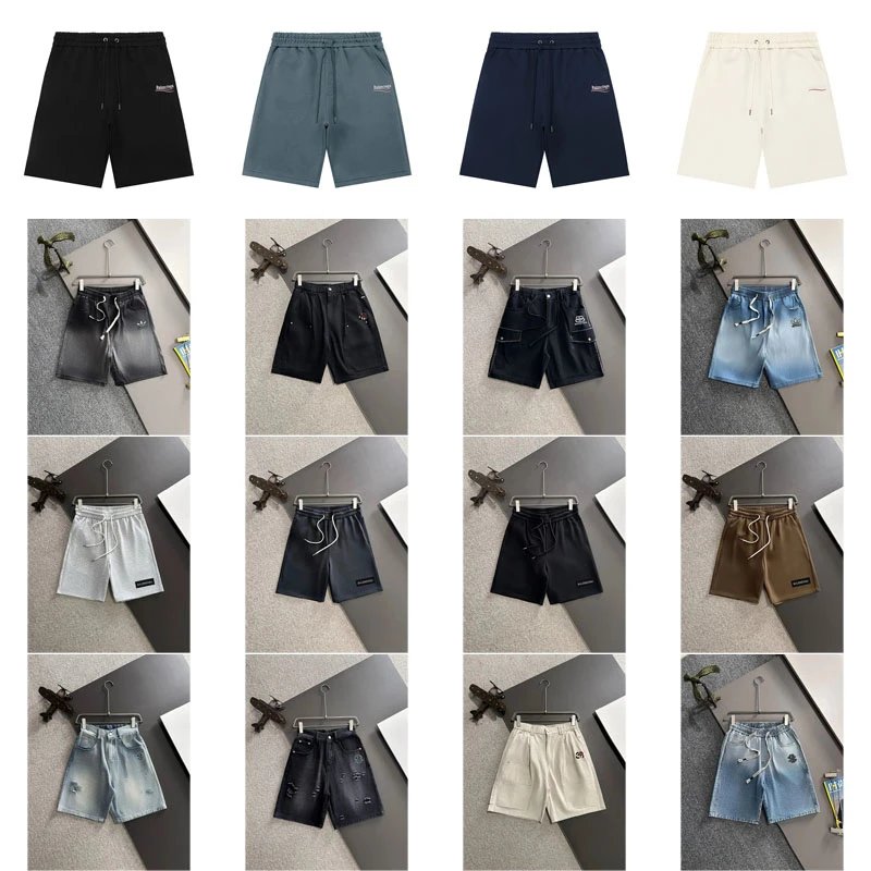 Balenciaga Casual Drawstring Cotton Shorts Multicolor