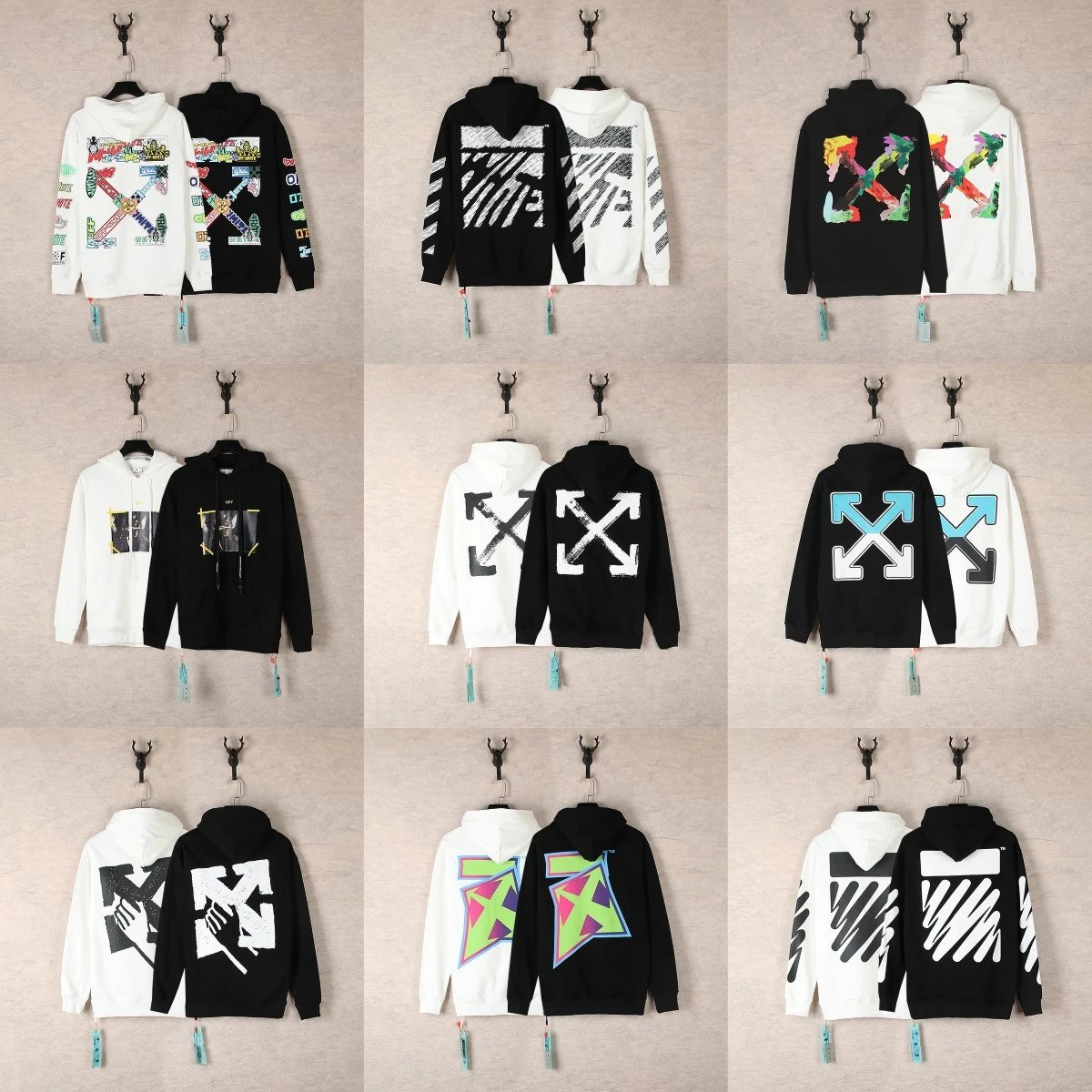 Off-White Arrows Graphic Streetwear Hoodie Multicolor