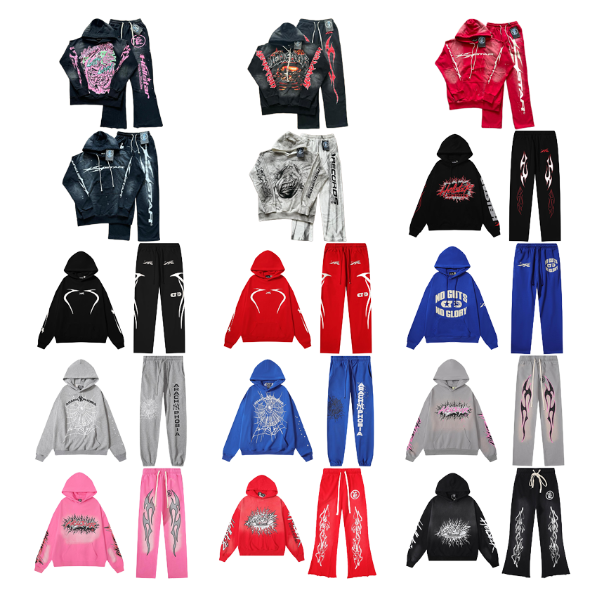 Hellstar Graphic Print Streetwear Tracksuit Set Multicolor